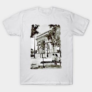 The Arc de Triomphe Paris Black and White T-Shirt